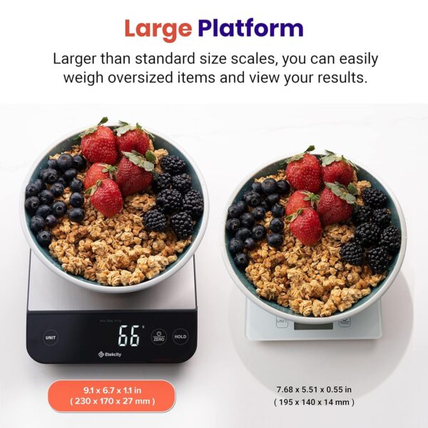 Etekcity Food Kitchen Scale 22lb, Digital Weight Grams and Oz for Weight Loss, Baking and Cooking, 0.05oz/1g Precise Graduation,5 Weight Units, IPX6 Waterproof, USB Rechargeable,304 Stainless Steel - Image 2